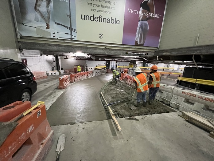 Expansion joint replacement for a parking garage in NYC by Malatesta Paladino, restoring watertight seals and accommodating building movement.