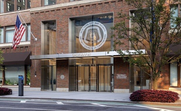 Sideawalk installation at 395 Hudson Street by Malatesta Paladino, specializing in steel-faced and concrete curbs in NYC.